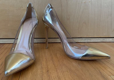 Gianvito Rossi 金色和 PVC 细高跟鞋 39 二手状况完好! — 第 1/4 张图片