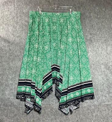 Falda Lane Bryant para mujer Plus 1X verde geométrica fluida boho cabaña Foto 1 de 4