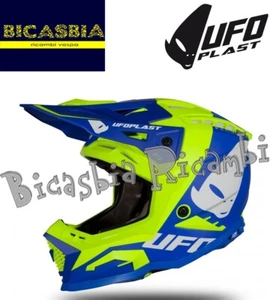 18723 - CASCO UFO CROSS MODELLO ECHUS HELMET BLU GIALLO FLUO TAGLIA XS - Picture 1 of 3
