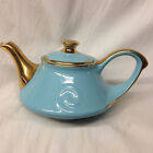 Pearl China Usa Pea12 Teapot 46 Oz Light Blue Luster And 22 Kt Gold