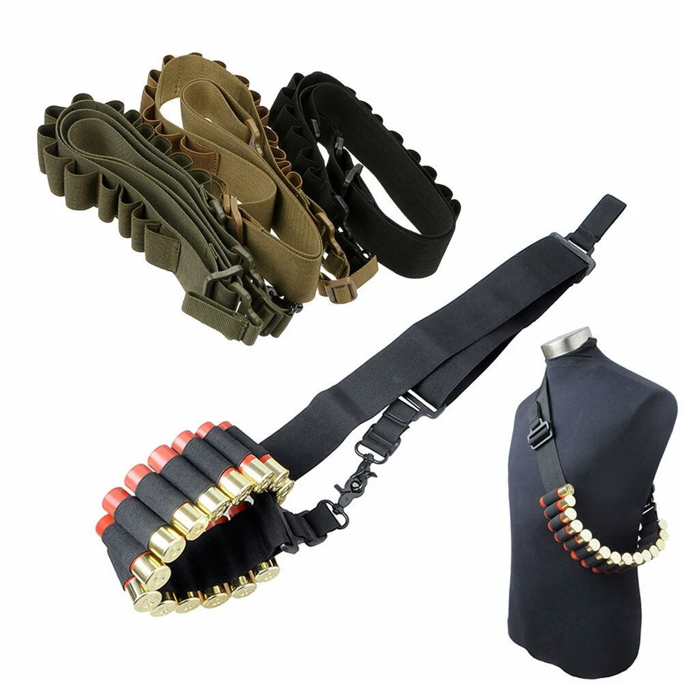 Tactical Shotgun Shell Holder Gun Sling Bandolier 15 Rounds 12 GA Ammo Carrier - Image 1 of 4