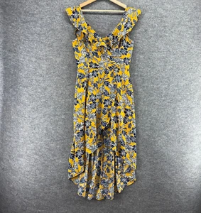 IZ Byer Dress Women XL Yellow Floral Shift Midi V-Neck Lined Sleeveless Casual - Picture 1 of 9