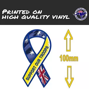 Australian Flag Ribbon Sticker (100mm) CAR STICKER Support Our Troops - Picture 1 of 1