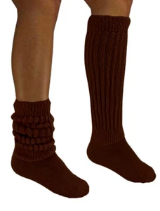 6 Pr Slouch Socks Brown Hooters Uniform Workout Soccer USA Flaws School Limited - Picture 1 of 2