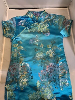 Vestido Kimono Azul Niñas Talla 6, Flores, Suave Foto 1 de 3