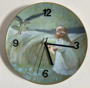 Ceramic Wall Clock Hand Crafted Collectors Plate Angel 8" Inch Silent non Tick - Picture 1 of 7