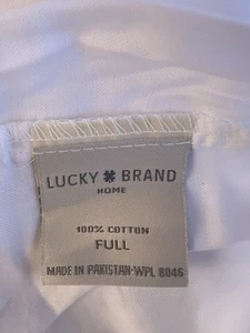 Lucky Brand Full Fitted Sheet White 100% Cotton High Quality - Picture 1 of 9