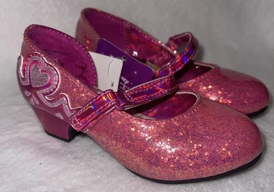 Disney Zapatos de Tacón Niñas 8 Rosa Princesa Brillo Mary Jane Niño Pequeño Vestir Jugar Foto 1 de 4