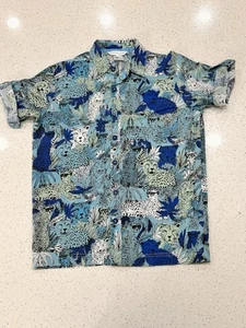 NWOT Little Marc Jacobs Boys Graphic Print Jungle SL Shirt Sz 8 / 126 Blue Green - Picture 1 of 7