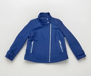 Kenneth Cole New York Womens Wool Jacket Navy Peacoat Military Style Medium  - Picture 1 of 11