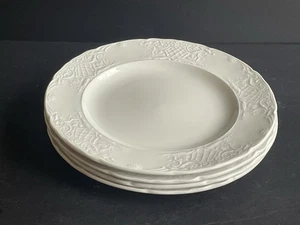 Johnson Bros Ironstone Embosses Pure White Richmond 8” Salad Plates Set Of 4 - Picture 1 of 5