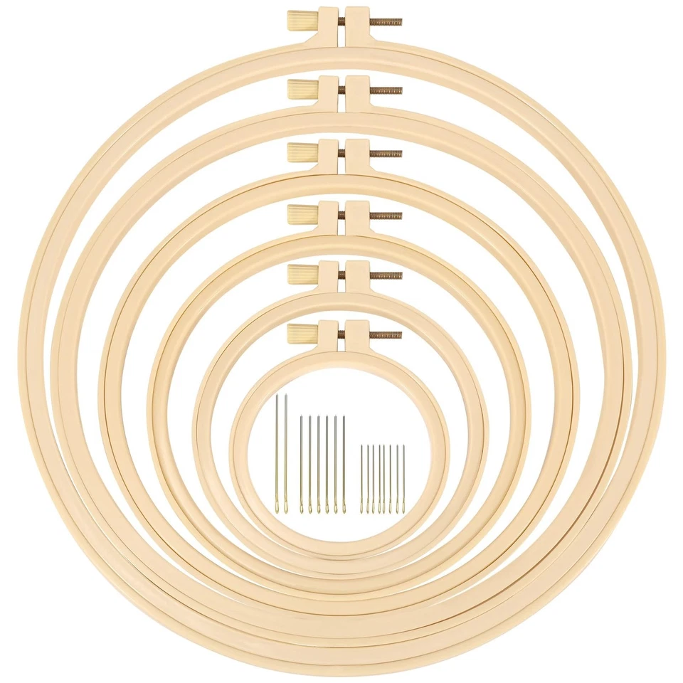 XEmbro 6 Pieces Embroidery Hoop 3.6 to 10.7 inches Plastic Cross Stitch Hoop - Image 1 of 4
