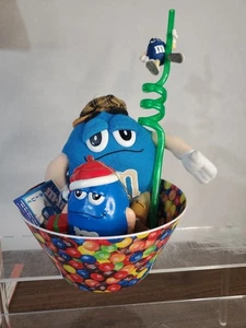 M&M Candy Blue Character  Ornament Plush Ceranic Straw Bowl - Picture 1 of 13