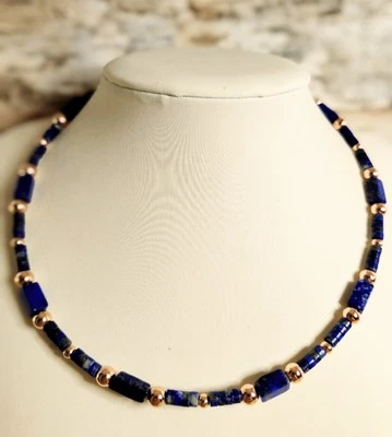 Изящный лазурит ожерелье в розовое золото над медью ожерелье ошейник - Изображение 1 из 4