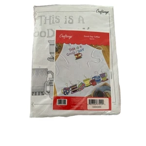 Craftways Stamped Cross Stitch Good Day Coffee Apron #144532 NEW UNOPENED - Picture 1 of 3