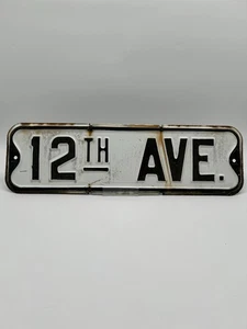 12th Ave. Street Sign, Black and White, Embossed, Vintage - Picture 1 of 2