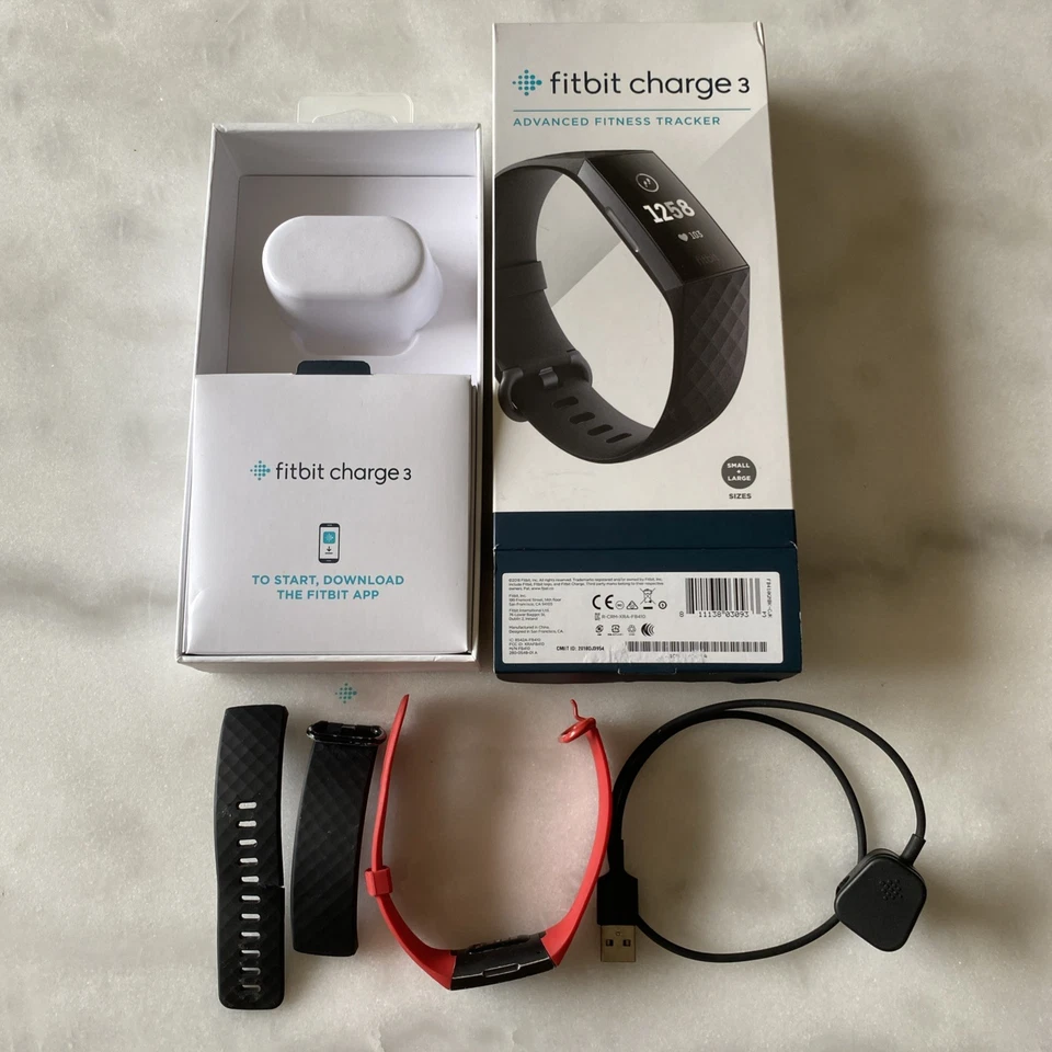 Fitbit Charge 3 Fitness Tracker Pedometer With Charger And Bands - image 1 of 4