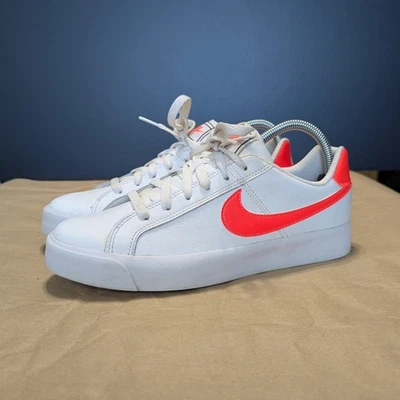 Nike Court Royale AC Sneakers White Flash Crimson Leather Womens 8 Skater AO2810 - Image 1 of 4