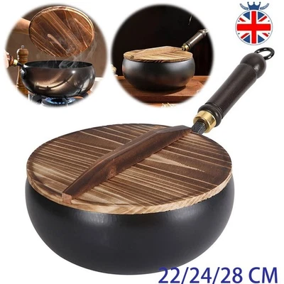 Cast Iron Woks Hand-Forged Wok Pan Non Stick with Anti-Scalding Handle 9.45 in - Image 1 of 4