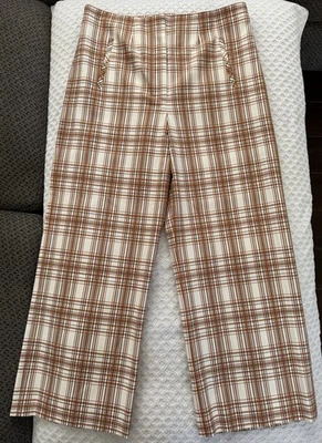 Pantalón Corto Veronica Barba Dova Pierna Ancha Naranja Óxido Negro Marfil Cuadros Talla 10 Foto 1 de 4