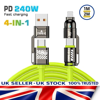 ⚡ 4‑in‑1 Multi USB PD Fast Charging Cable – 240W USB‑C • iPhone | Samsung ⚡ - Image 1 of 4