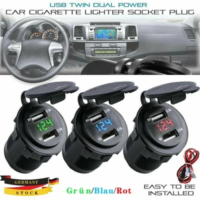 Auto Dual USB Ladegerät Buchse Einbau KFZ Zigarettenanzünder Steckdose 12V-24V  - Bild 1 von 4
