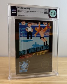 Nintendo NES Pro Wrestling Game 5 Screw Hang Tab Black Box WATA 7.5 CIB