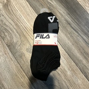 Fila No Show Socks, 12 Pack, Black Socks with Gray and White Men Size 6-12, NWT - Picture 1 of 2