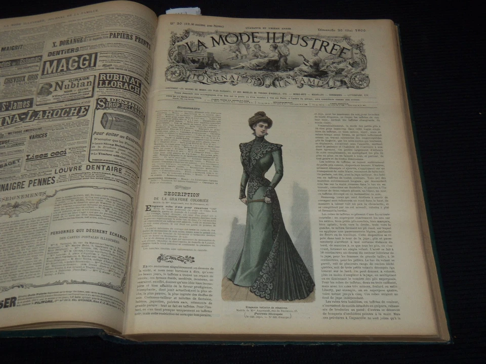 1900 LA MODE ILLUSTREE FRENCH MAGAZINE BOUND VOLUME - ILLUSTRATIONS - KD 879Q Foto 1 de 4