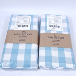8 Total Dinner Napkins Buffalo Plaid Checks Cloth Napkins - Picture 1 of 4