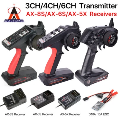 AUSTAR RC Transmitter Receiver 2.4G 3CH 4CH 6CH Kit for RC 1/10 1/8 Car - Image 1 of 4