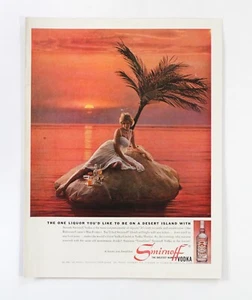 1961 Smirnoff Vodka Magazine Print Ad - Island Sunset Liquor - Picture 1 of 1