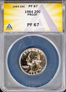 1964 Silver 25c Washington Head Quarter PF 67 ANACS # 7696056 + Bonus - Picture 1 of 2