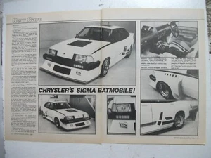 CHRYSLER MITSUBISHI SIGMA TURBO BATMOBILE SHOW CAR 2 PAGE MAGAZINE ARTICLE - Picture 1 of 1