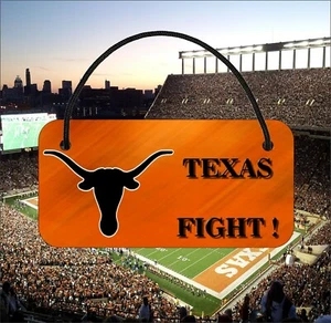 Pretty Burnt Orange Longhorn TEXAS FIGHT 4" x 7" metal sign - Picture 1 of 1