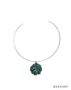 Vintage Blue Rose Choker Pendant Necklace Choker Costume Fashion 19” Silver Tone - Picture 1 of 24
