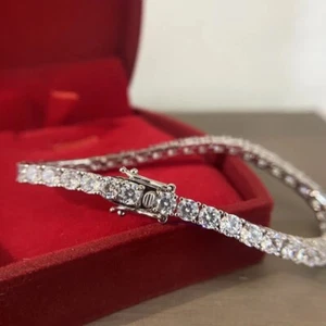 10.95ct Stud Silver Bracelet Diamond Test Pass Lab-Created VVS1/D/Excellent 16cm - Picture 1 of 3