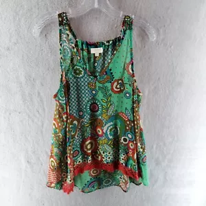 Umgee USA Sleeveless Turquoise Teal Orange Brown Multicolor Tank Blouse Top Sm - Picture 1 of 6