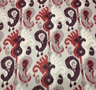 BRAEMORE JOURNEY WINE PURPLE IKAT BETHESDA MULTIUSE LINEN FABRIC BY YARD 54"W - Image 1 of 4