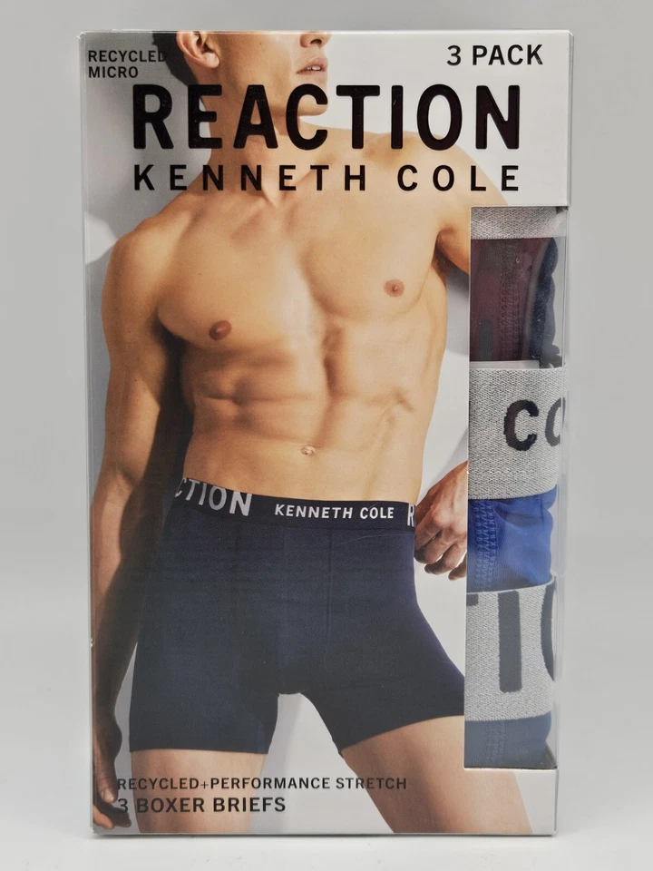 Paquete de 3 calzoncillos boxer KENNETH COLE grandes rendimiento reciclados micro azul negro gris Foto 1 de 4