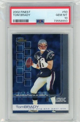 2002 Topps Finest Football #50 Tom Brady PSA 10 - Image 1 of 2