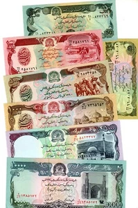SET SET SERIE 7 BANKNOTEN Afghanistan 10000 5000 1000 500 100 50 Afghanen UNC Neu - Bild 1 von 1