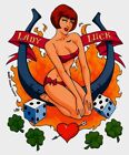 Lady Luck CHAOS ! COMICS Lucky DICE Horseshoe 4 FEUILLES TRÈFLE AUTOCOLLANT SCIFI
