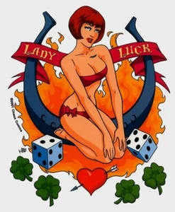 Lady Luck CHAOS! COMICS Lucky DICE Horseshoe 4 LEAF CLOVERS Sticker SCIFI DECAL - Picture 1 of 1