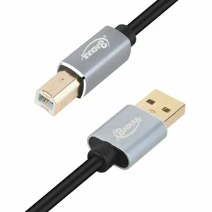 Coiled Printer Cable USB-A 2.0 to USB Type B 2.0 Male to Male 1.8m - Picture 1 of 3