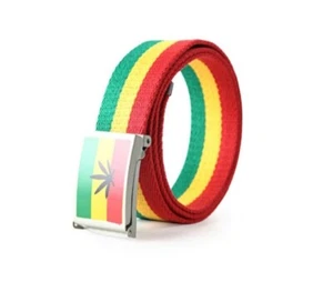 Unisex Belt One Size All - Rasta Color Stripes Weed Leaf Prints - Picture 1 of 3
