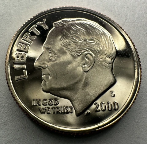 2000-S Roosevelt Dime PROOF 10cent Coin from US Mint Proof Set Cover
