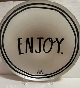 RAE DUNN Glass Bowl Platter Large 12.5" "ENJOY" PASTA Black White - Bild 1 von 11