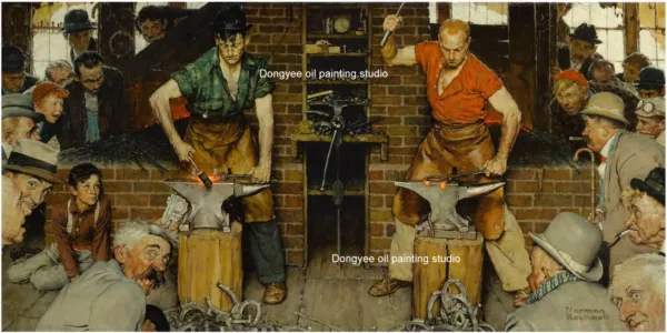 Art print+hand paint American art oil paintings Norman Rockwell BLACKSMITH’S BOY