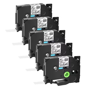 5PK TZe TZ-131 Clear Label Tape Compatible for Brother PT-H500 H100 PT-H103 1/2" - Picture 1 of 11
